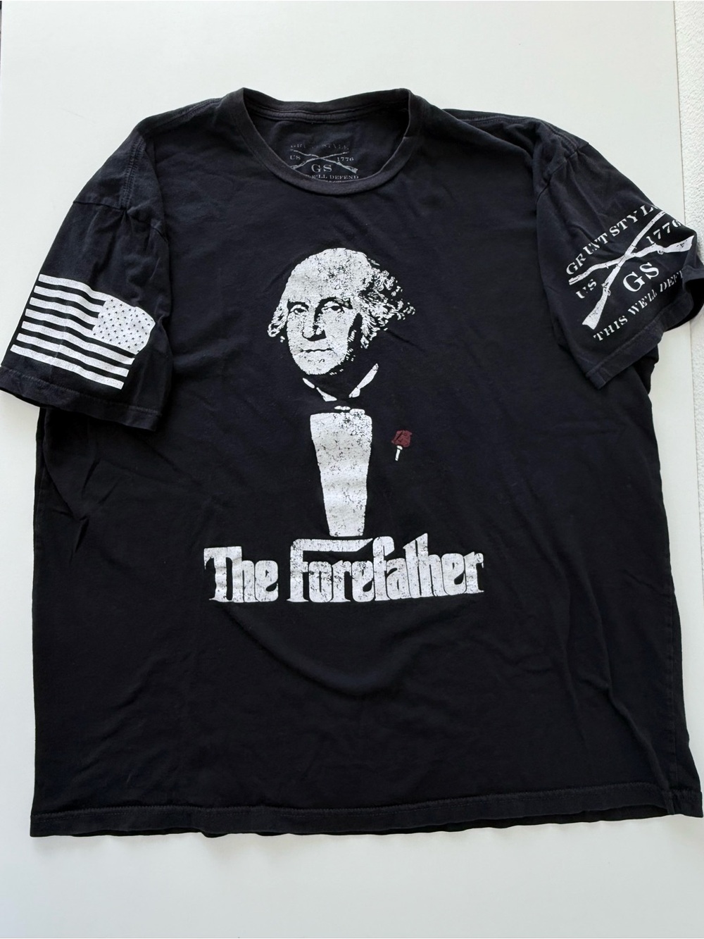 Grunt Style The Forefather George Washington T-Shirt Black Graphic Tee Men's XXL